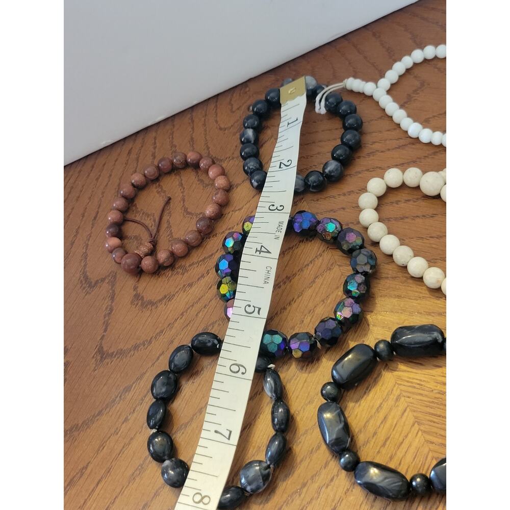 Vtg‎ Glass Plastic Bead Beach Boho Fashion Jewelry magnetic Bracelets Lot of 7 - Picture 3 of 16